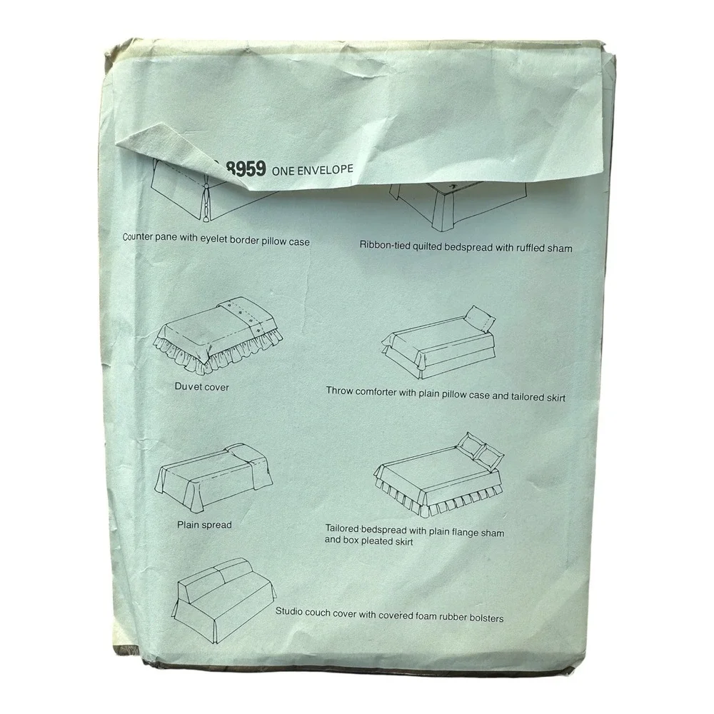 Vintage McCalls 8959 Sewing Pattern Bedroom Bedspread Comforter Dust Ruffle Sham